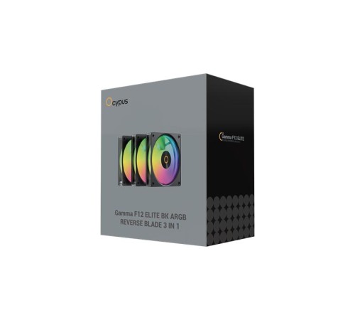 Вентилятор для корпуса Ocypus Gamma F12 Elite BK ARGB REVERSE BLADE 3 IN 1, 120x120x25mm, 4-PIN PWM, 600-1800 RPM, 26 DBA MAX, HYDRO BEARING