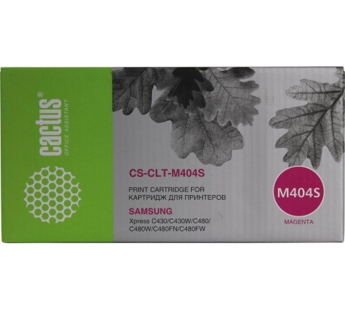 -/ Картридж лазерный Cactus CS-CLT-M404S CLT-M404S пурпурный (1000стр.) для Samsung SL-C430/C430W/C480/
