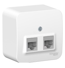 BLANCA О/У РОЗЕТКА двойная компьютерная RJ45, кат.5E, ИЗОЛ.ПЛ.,БЕЛЫЙ