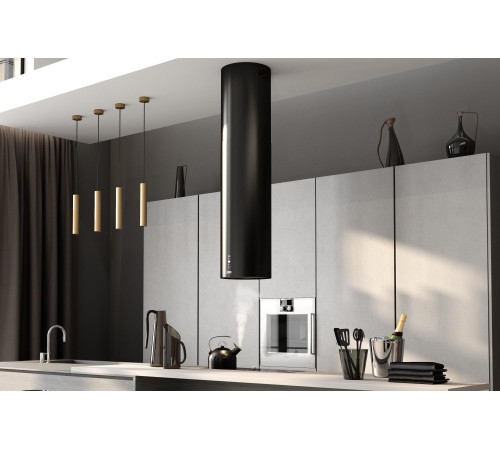 Вытяжка Franke/ Best, Цилиндрическая островная вытяжка REEF 35 BK, 35 см, 750 м3/ч, электронное управление, LED освещение, 66 дБ, Угольный фильтр Ф-10 (опция), цвет черный