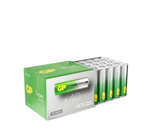 Батарейки AA Алкалиновые батарейки GP Super Alkaline 15A AA - 40 шт. в плёнке