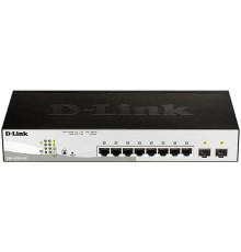 Коммутатор/ DGS-1210-10P/FL Managed L2 Switch 8x1000Base-T PoE, 2x1000Base-X SFP, PoE Budget 65W, Surge 6KV, CLI