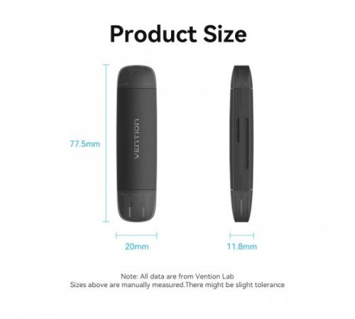 Картридер Vention USB 3.0 A+C (SD+TF) Черный Картридер Vention USB 3.0 A+C (SD+TF) Черный