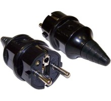 Вилка Вилка CEE 7/7 Schuko, 16A, 250V, прямая, разборная, черная