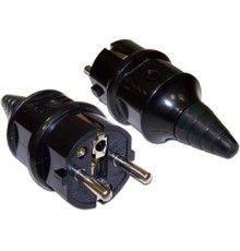 Вилка Вилка CEE 7/7 Schuko, 16A, 250V, прямая, разборная, черная