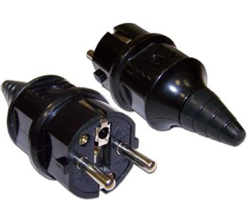 Вилка Вилка CEE 7/7 Schuko, 16A, 250V, прямая, разборная, черная Вилка Вилка CEE 7/7 Schuko, 16A, 250V, прямая, разборная, черная