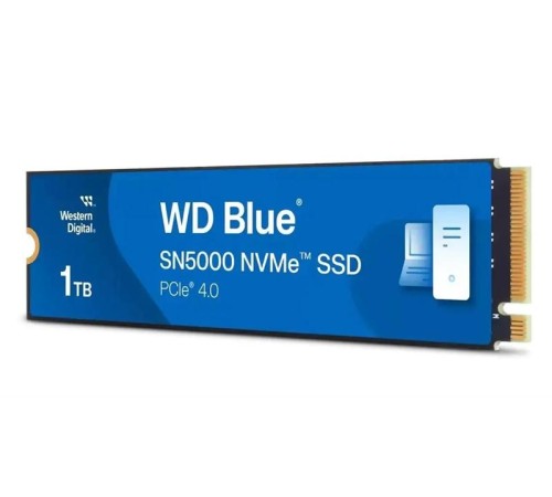Твердотельный накопитель Western Digital Blue SN5000 SSD M2.2280 PCIe 4.0 1Tb, 5150MBs/4900MBs, TBW 600, WDS100T4B0E, 1 year