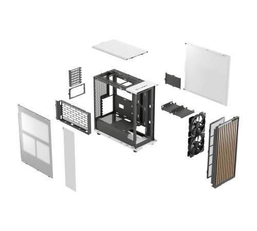 Корпус ПК без блока питания/ Case Fractal Design North, Midi-Tower, 2x140mm, 2xUSB-A 3.2 + 1xUSB 3.2 Type-C ATX, mATX, mITX Wood panel, Chalk White