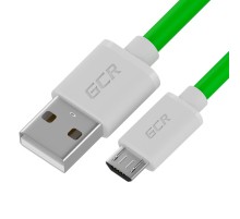 GCR QC Кабель 0.5m MicroUSB, быстрая зарядка, зеленый TPE, белые коннекторы, 28/22 AWG, GCR-52484
