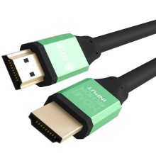 Greenconnect Кабель 0.75m HDMI версия 2.0, HDR 4:2:2, Ultra HD, 4K 60 fps 60Hz/5K*30Hz, 3D, AUDIO, 18.0 Гбит/с, 28/28 AWG, OD7.3mm, тройной экран, черный, AL корпус зеленый