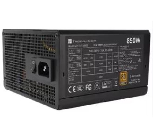 Блок питания 850W/ Power Supply Thermalright, 850W 80+ Bronze (ATX, 3.0, PCIe 5.0, Non-modular, 1x24(20+4)pin 550mm, 1xCPU*2 8(4+4)pin 600+150mm, 1xPCIe*2 8(6+2)pin 500+150mm, 1x12VHPWR PCIe 5.0 12+4pin 600mm, 1xSATA*3+MOLEX4pin*1 400+150+150+150mm, 1xSAT Блок питания 850W/ Power Supply Thermalright, 850W 80+ Bronze (ATX, 3.0, PCIe 5.0, Non-modular, 1x24(20+4)pin 550mm, 1xCPU*2 8(4+4)pin 600+150mm, 1xPCIe*2 8(6+2)pin 500+150mm, 1x12VHPWR PCIe 5.0 12+4pin 600mm, 1xSATA*3+MOLEX4pin*1 400+150+150+150mm, 1xSAT