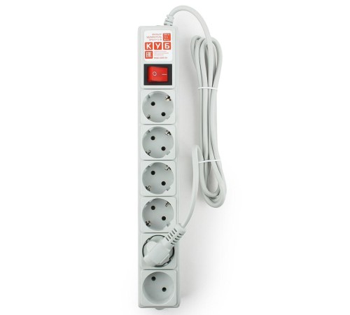 Фильтр-удлинитель Power Cube 3 м 6 розеток (серый) 10А/2,2кВт/ Surge protector Power Cube 3 m 6 outlets (gray) 10A / 2.2kW Фильтр-удлинитель Power Cube 3 м 6 розеток (серый) 10А/2,2кВт/ Surge protector Power Cube 3 m 6 outlets (gray) 10A / 2.2kW