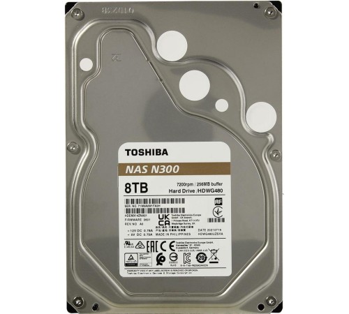 Жесткий диск/ HDD Toshiba N300 NAS SATA3 8Tb 3.5"" 7200 256Mb 1 year warranty (analog HDWG180UZSVA)