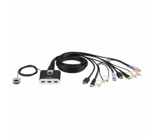 2-портовый KVM-переключатель со встроенными  KVM кабелями (1,2м), 1 user(HDMI(Female)+2xAudio(Female)+2xUSB(Тип А Female), KVM-порты:(HDMI(Male)+2xAudio(Male)+2xUSB(Тип A Male). Поддержка до (1920 x 1200) 1080p. Звук 2.1/ PETITE 2 PORT USB2.0 HDMI KVM SWI