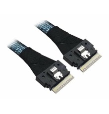 Кабель/ Cable, x8 8654 to 1x8 8654, 1M. To Controller SFF-8654 (SlimSAS), To Devices/Backplane 1 x8 SFF8654 SlimSAS.