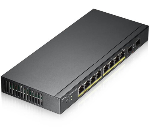 Коммутатор/ Smart L2 PoE+ Switch Zyxel GS1900-10HP, 8xGE PoE+, 2xSFP, Desktop, Silent, Budget PoE 77W