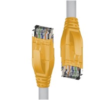 Патч-корд прямой 0.5m UTP кат.5e, серый, желтые коннекторы, 24 AWG, литой, ethernet high speed 1 Гбит/с, RJ45, T568B