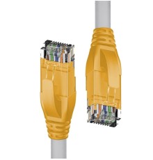 Патч-корд прямой 0.5m UTP кат.5e, серый, желтые коннекторы, 24 AWG, литой, ethernet high speed 1 Гбит/с, RJ45, T568B