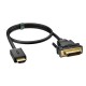 Greenconnect Кабель HDMI-DVI 0.3m черный, OD7.3mm, 28/28 AWG, позолоченные контакты, 19pin AM / 24+1M AM Dual Link, GCR-HD2DVI1-0.3m, тройной экран