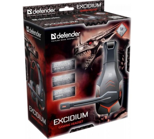 Defender Игровая гарнитура Excidium красный + черный, кабель 2,2 м