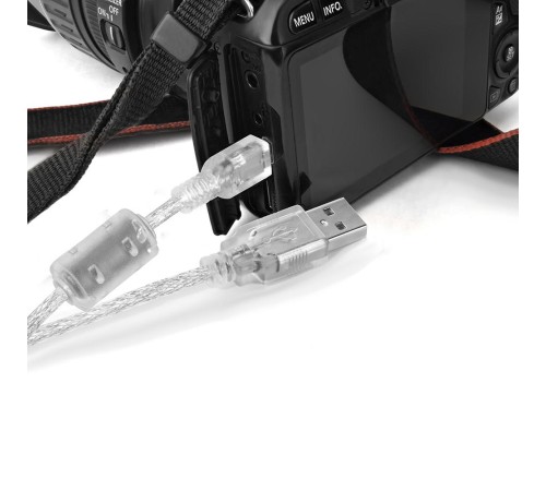 GCR Кабель 0.15m USB 2.0, AM/mini 5P, прозрачный, 28/28 AWG, экран, армированный, морозостойкий, GCR-UM1M5P-BB2S-0.15m