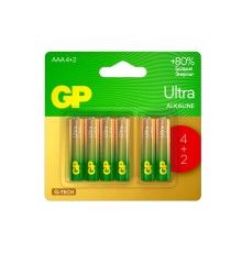 Батарейка Алкалиновые батарейки GP Ultra Alkaline G-Tech 24А AАA - 4+2 шт. на промо-блистере