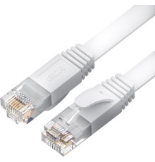 GCR Патч-корд PROF плоский прямой 10.0m, UTP медь кат.6, белый, 30 AWG, ethernet high speed 10 Гбит/с, RJ45, T568B, GCR-52849