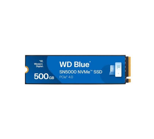 Твердотельные накопители/ WD SSD Blue SN5000, 500GB, M.2(22x80mm), NVMe, PCIe 4.0 x4, TLC, R/W 5000/4000MB/s, TBW 300, DWPD 0.3 (12 мес.)