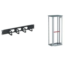 Кабельный органайзер 4 кольца с отверстиями, 1U для 19" IT-корпусов, RAL7035