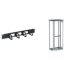 Кабельный органайзер 4 кольца с отверстиями, 1U для 19" IT-корпусов, RAL7035