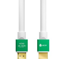 Greenconnect Кабель 0.5m HDMI версия 2.0, HDR 4:2:2, Ultra HD, 4K 60 fps 60Hz/5K*30Hz, 3D, AUDIO, 18.0 Гбит/с, 28/28 AWG, OD7.3mm, тройной экран, белый, AL корпус зеленый, GCR-51296
