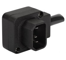 Вилка Вилка IEC 60320 C14, 10A, 250V, угловая, разборная, черная