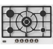 Встраиваемая варочная панель Korting/ Газ, 70см, Поворотные регуляторы, Газ-контроль, 5 высокоэффективных газовых конфорки, Чугунная подставка WOK, античный белый, ручки хром