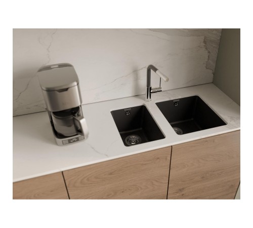 Кухонная мойка RIVELATO RIVELATO Мойка BERKANA 35 1-чаш 415*455, монтаж: универсальный, материал: кварц, цвет антрацит Кухонная мойка RIVELATO RIVELATO Мойка BERKANA 35 1-чаш 415*455, монтаж: универсальный, материал: кварц, цвет антрацит