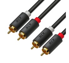 GCR Кабель 1.0m аудио 2 х RCA / 2 х RCA, GOLD, черный