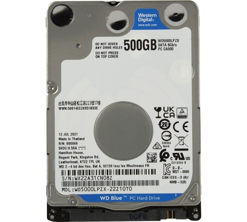 Жесткий диск/ HDD WD SATA3 500Gb 2.5"" Blue 5400 RPM 128Mb 1 year warranty (replacement WD5000LPCX, ST500LM030) Жесткий диск/ HDD WD SATA3 500Gb 2.5"" Blue 5400 RPM 128Mb 1 year warranty (replacement WD5000LPCX, ST500LM030)