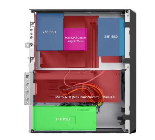 Корпус с блоком питания 230W/ Case Foxline FL-1004-TFX230B-85 mATX case, black, w/PSU TFX 230W 85+ bronze, w/2xUSB3.0, HDA, w/pwr cord, w/8cm FAN
