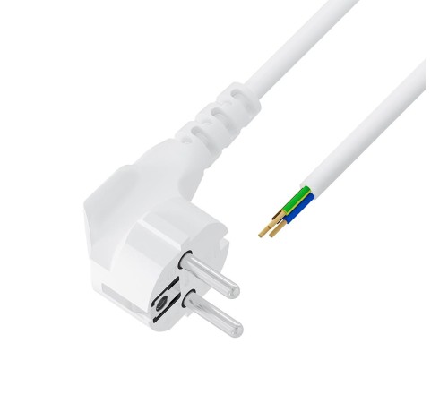 GCR Кабель питания 10.0m, евровилка угловая Schuko - без разъема,  белый, 3*0,5mm, GCR-55317