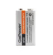 Батарейка Крона/ Батарейка GoPower Крона 6F22 Shrink 1 Heavy Duty 9V (1/10/200) (10 шт.)