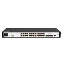 Коммутатор SNR Управляемый коммутатор уровня 2+, 24 порта 10/100/1000Base-T, 4 порта 1/10G SFP+, встроенный БП ~220V AC, разъем для АКБ 12V с возможностью заряда