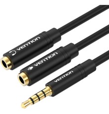 Переходник-разветвитель Vention гибкий Jack 3.5 mm M 4 pin/Jack 3.5 mm F x 2 - 0.3м