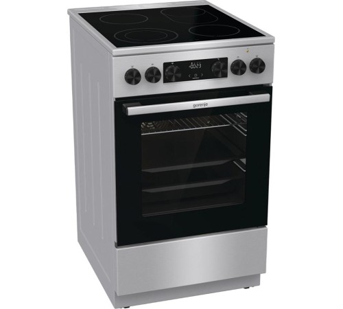 Плита GORENJE/ Стеклокерамическая плита, Цвет: Нержавеющая сталь, Материал дверцы: Стеклянная дверца, GentleClose: шарнир с плавным закрыванием дверцы духовки, Тип духовки: Мультифункциональная духовка, Стеклокерамическая варочная панель, Количество конфо