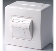 Коробка в сборе с 1 розеткой RJ45, кат.5е (телефон / компьютер), белая