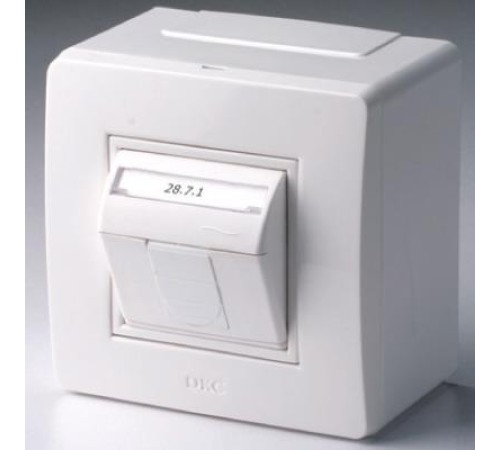 Коробка в сборе с 1 розеткой RJ45, кат.5е (телефон / компьютер), белая