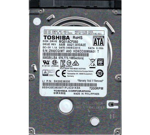 Жесткий диск/ HDD Toshiba SATA3 500Gb 2.5" 7200 16Mb Жесткий диск/ HDD Toshiba SATA3 500Gb 2.5" 7200 16Mb