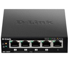 Коммутатор/ DES-1005P,DES-1005P/B Unmanaged Switch 5x100Base-TX (4x100Base-TX PoE), PoE Budget 60W, metal case