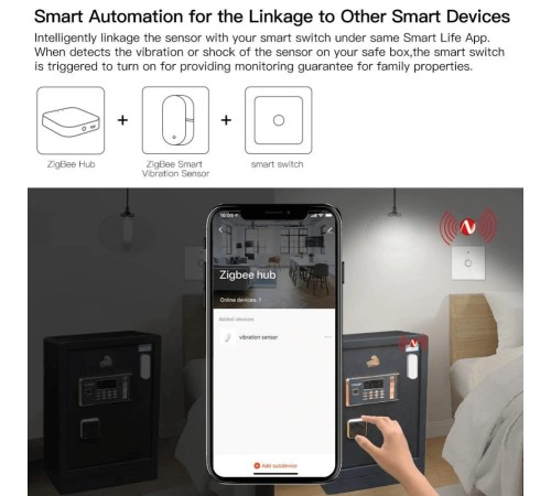 Датчик вибрации MOES ZigBee Vibration Sensor , AAA 2шт х 1.5 V