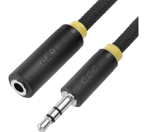 Greenconnect Удлинитель аудио 0.5m jack 3,5mm/jack 3,5m нейлон, черный, желтая окантовка, ультрагибкий, 28 AWG, M/F, Premium GCR-STM8114-0.5m, экран, стерео Greenconnect Удлинитель аудио 0.5m jack 3,5mm/jack 3,5m нейлон, черный, желтая окантовка, ультрагибкий, 28 AWG, M/F, Premium GCR-STM8114-0.5m, экран, стерео