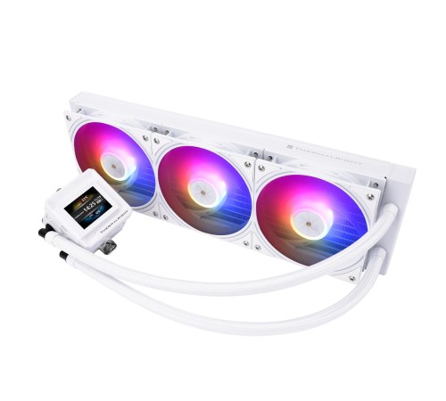 Водяное охлаждение для процессора/ Water Cooling System Thermalright Frozen Warframe SE 360 ARGB White (360mm, LED temp., Black, ARGB/ Fans: 3x120mm, 70.84CFM, 29.8dBA, 2000RPM/ Pump height 59mm, Rad thickness 27mm/ S: 1851, 1700, 1200, 115X, AM5, AM4) Водяное охлаждение для процессора/ Water Cooling System Thermalright Frozen Warframe SE 360 ARGB White (360mm, LED temp., Black, ARGB/ Fans: 3x120mm, 70.84CFM, 29.8dBA, 2000RPM/ Pump height 59mm, Rad thickness 27mm/ S: 1851, 1700, 1200, 115X, AM5, AM4)