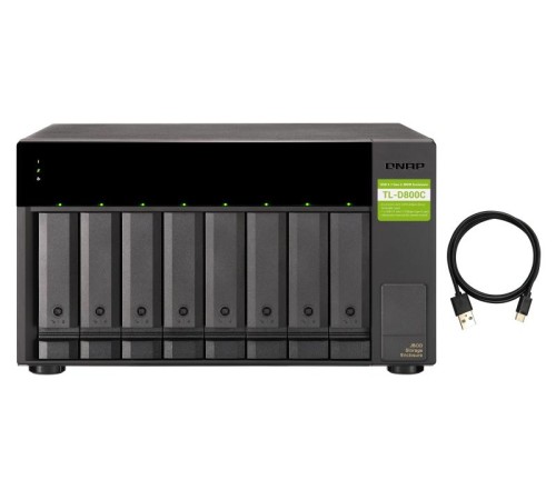 Полка расширения сетевого хранилища без дисков/ SMB QNAP TL-D800C USB 3.2 Gen 2 Type-C JBOD storage enclosure, 8-tray 3,5"/2,5" w/o HDD. desktop version.